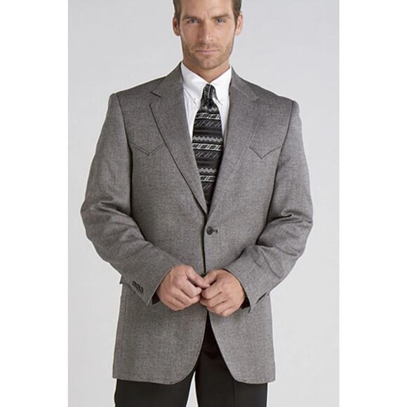 Circle S grey wool blazer Size 40 R Western Cowboy Classic USA Made Rockabilly - Picture 1 of 12